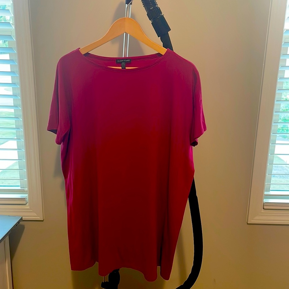 Eileen Fisher sz s/p deep pink tunic with sleeves NWOT